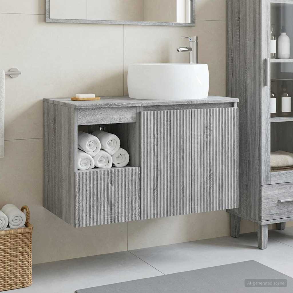 vidaXL Juego de muebles de baño 2 uds. Sonoma gris