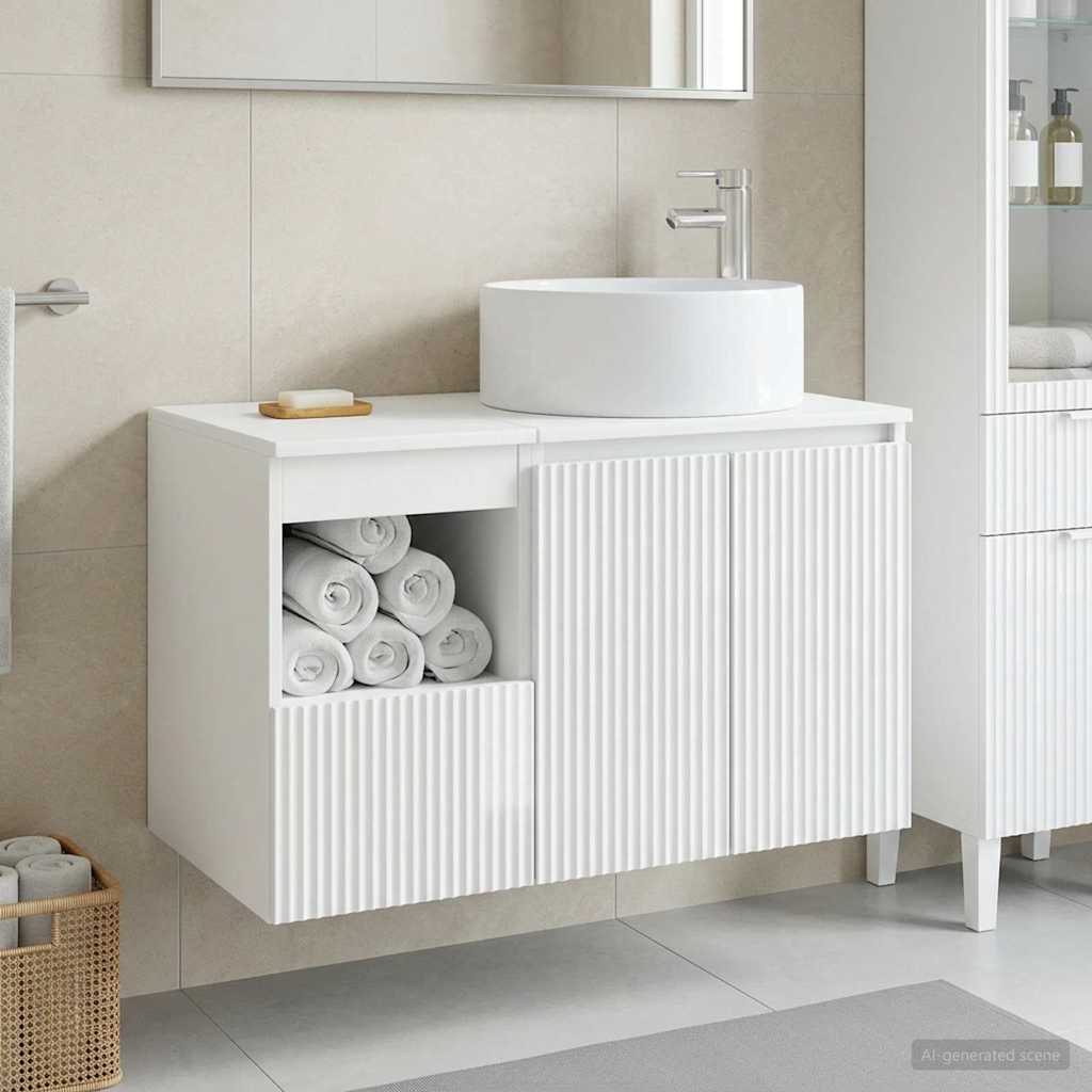 vidaXL Juego de muebles de baño 2 uds. Blanco Brillante
