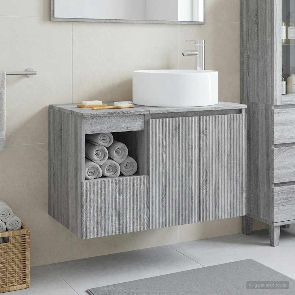 vidaXL Juego de muebles de baño 2 uds. Sonoma gris