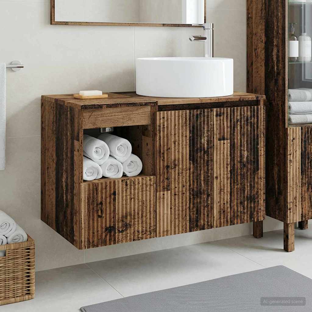 vidaXL Juego de muebles de baño 2 uds. Madera envejecida