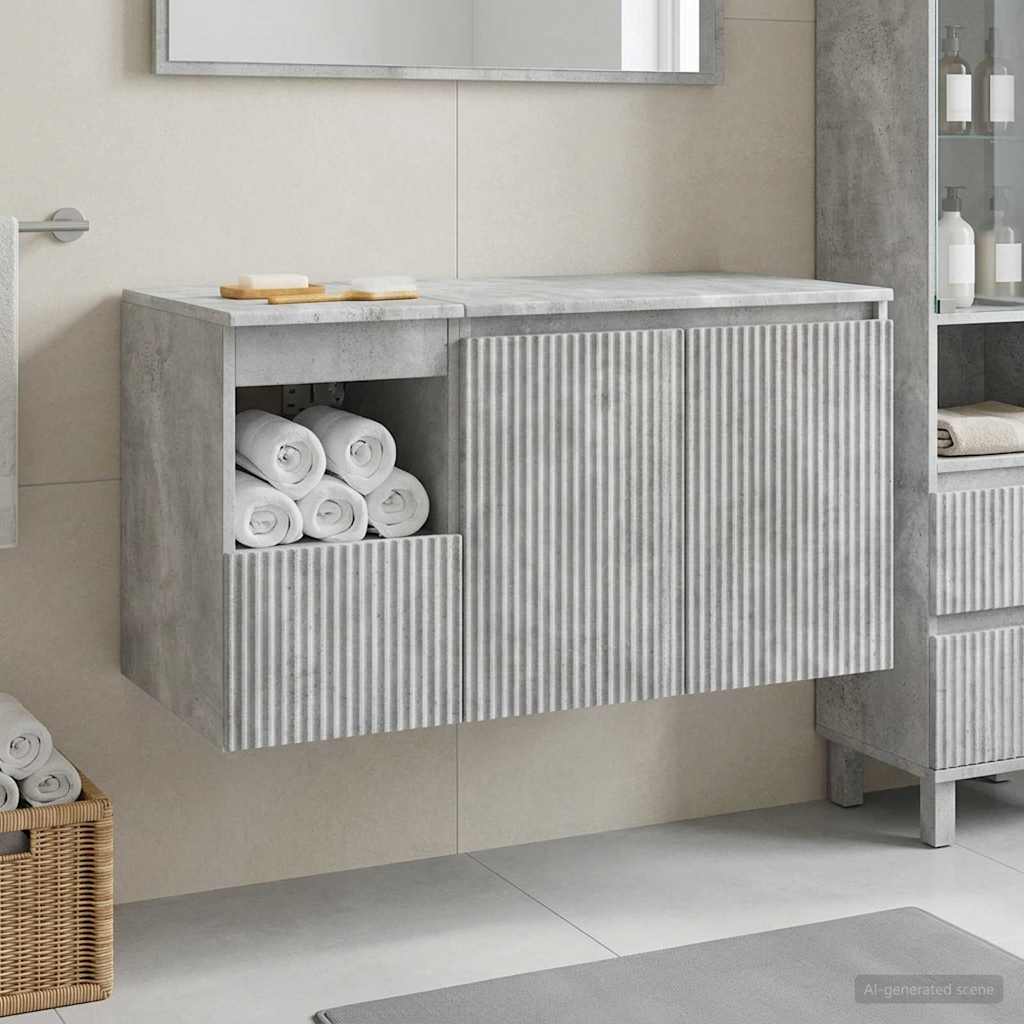 vidaXL Juego de muebles de baño 2 uds. Gris Hormigón