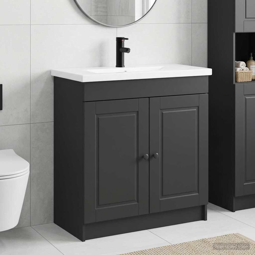 vidaXL Juego de muebles de baño Negro 56 x 37,5 x 81 cm