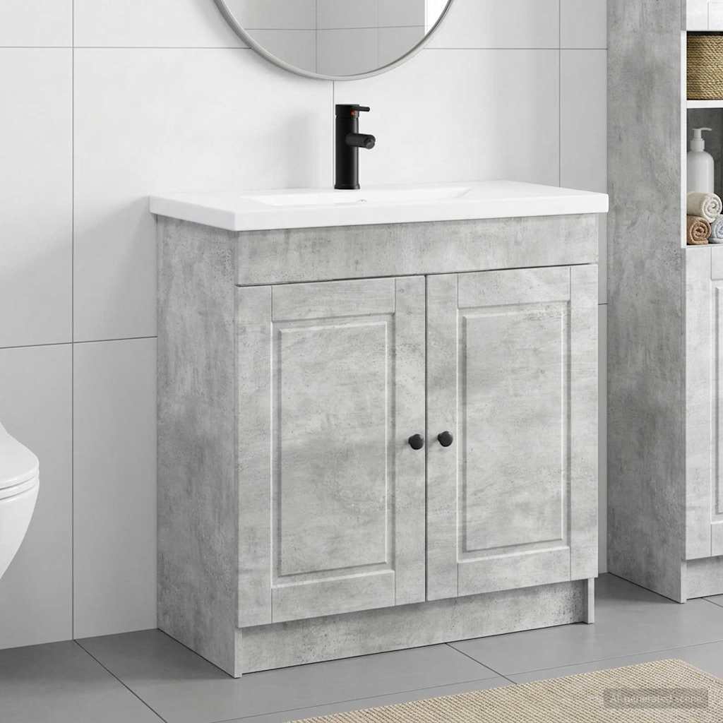 vidaXL Juego de muebles de baño Gris Hormigón 56 x 37,5 x 81 cm
