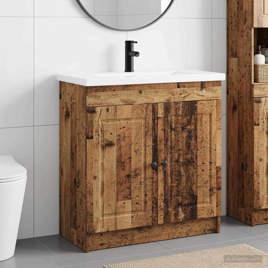 vidaXL Juego de muebles de baño Madera envejecida 56 x 37,5 x 81 cm