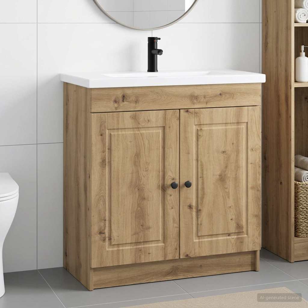 vidaXL Juego de muebles de baño Roble artisan 56 x 37,5 x 81 cm
