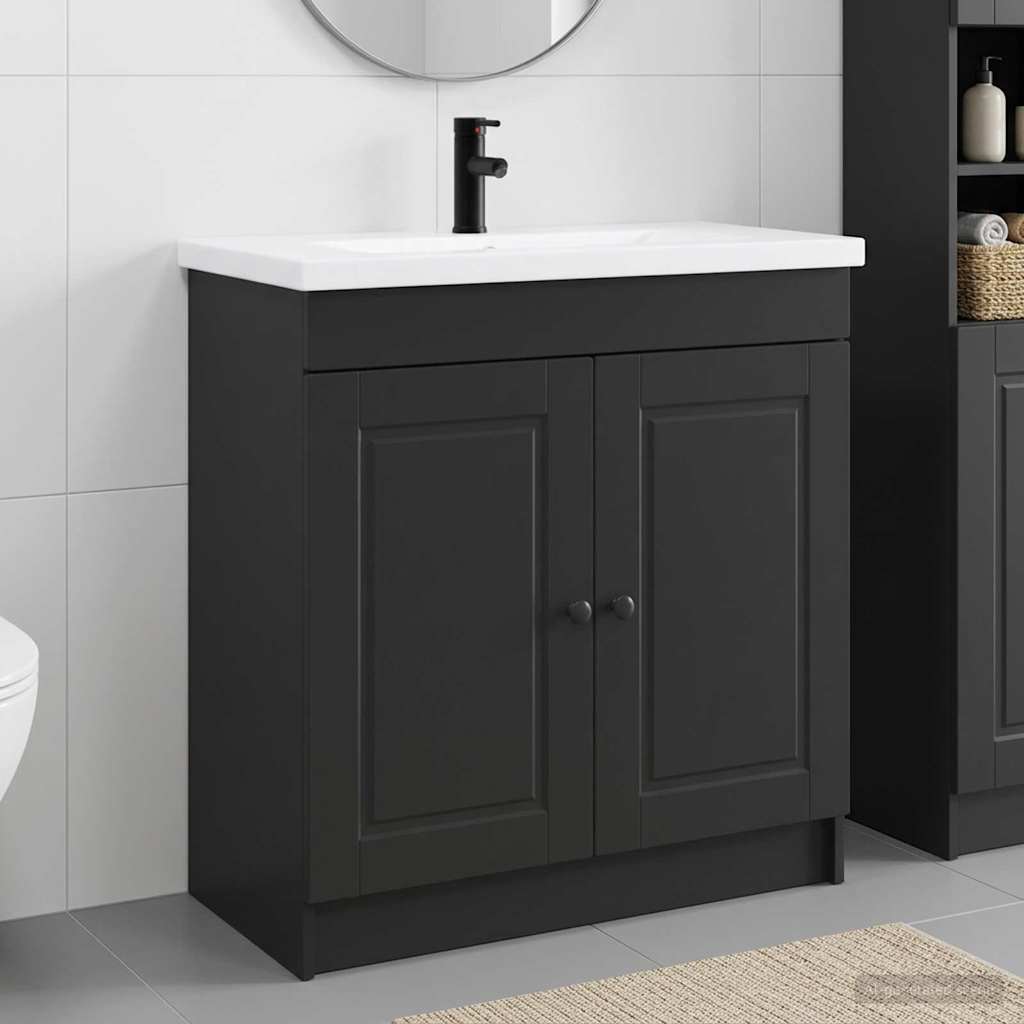 vidaXL Juego de muebles de baño Negro 78,5 x 37,5 x 81 cm