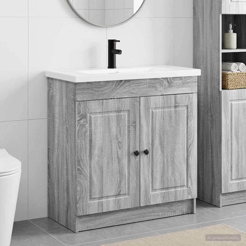 vidaXL Juego de muebles de baño Sonoma gris 78,5 x 37,5 x 81 cm