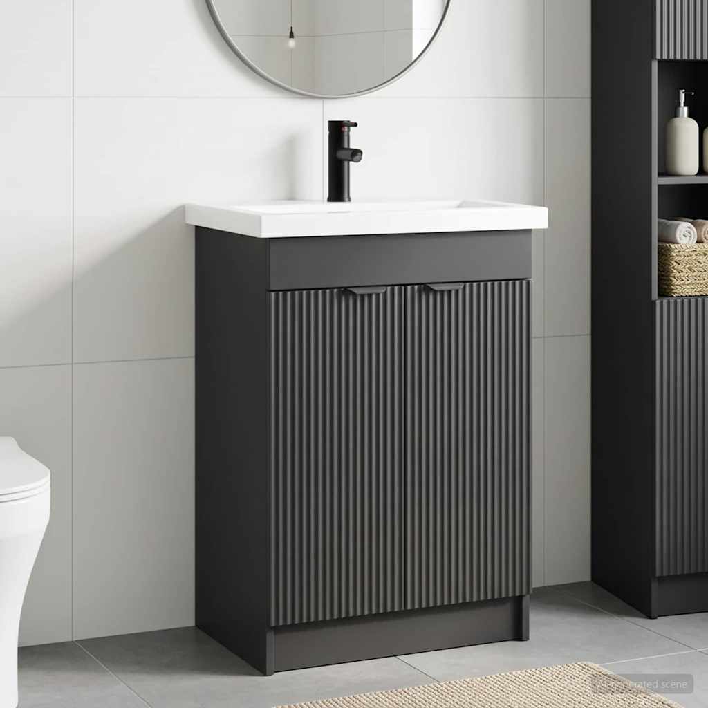 vidaXL Juego de muebles de baño Negro 56 x 37,5 x 81 cm