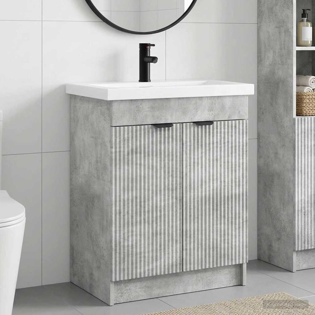 vidaXL Juego de muebles de baño Gris Hormigón 56 x 37,5 x 81 cm