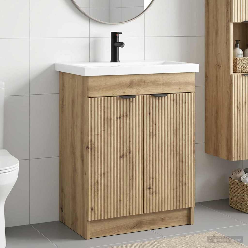 vidaXL Juego de muebles de baño Roble artisan 56 x 37,5 x 81 cm