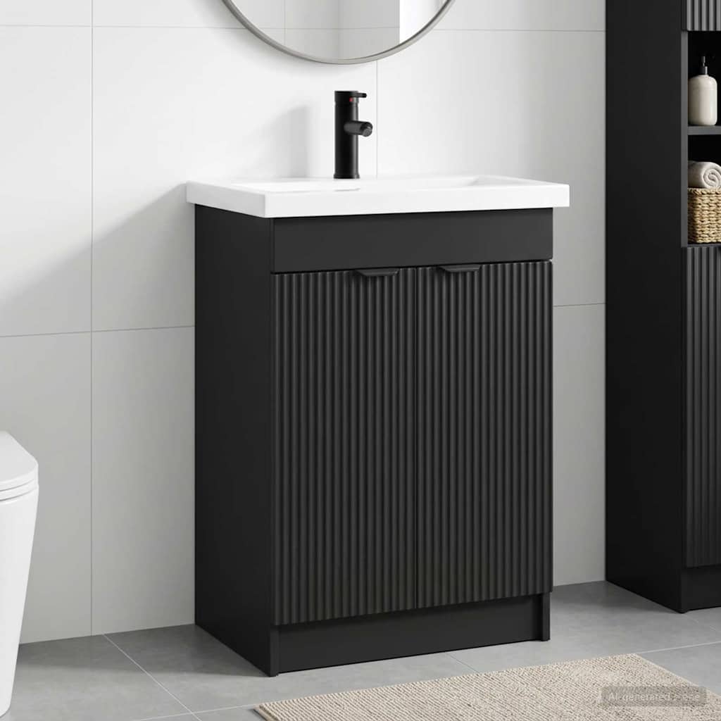 vidaXL Juego de muebles de baño Negro 78,5 x 37,5 x 81 cm