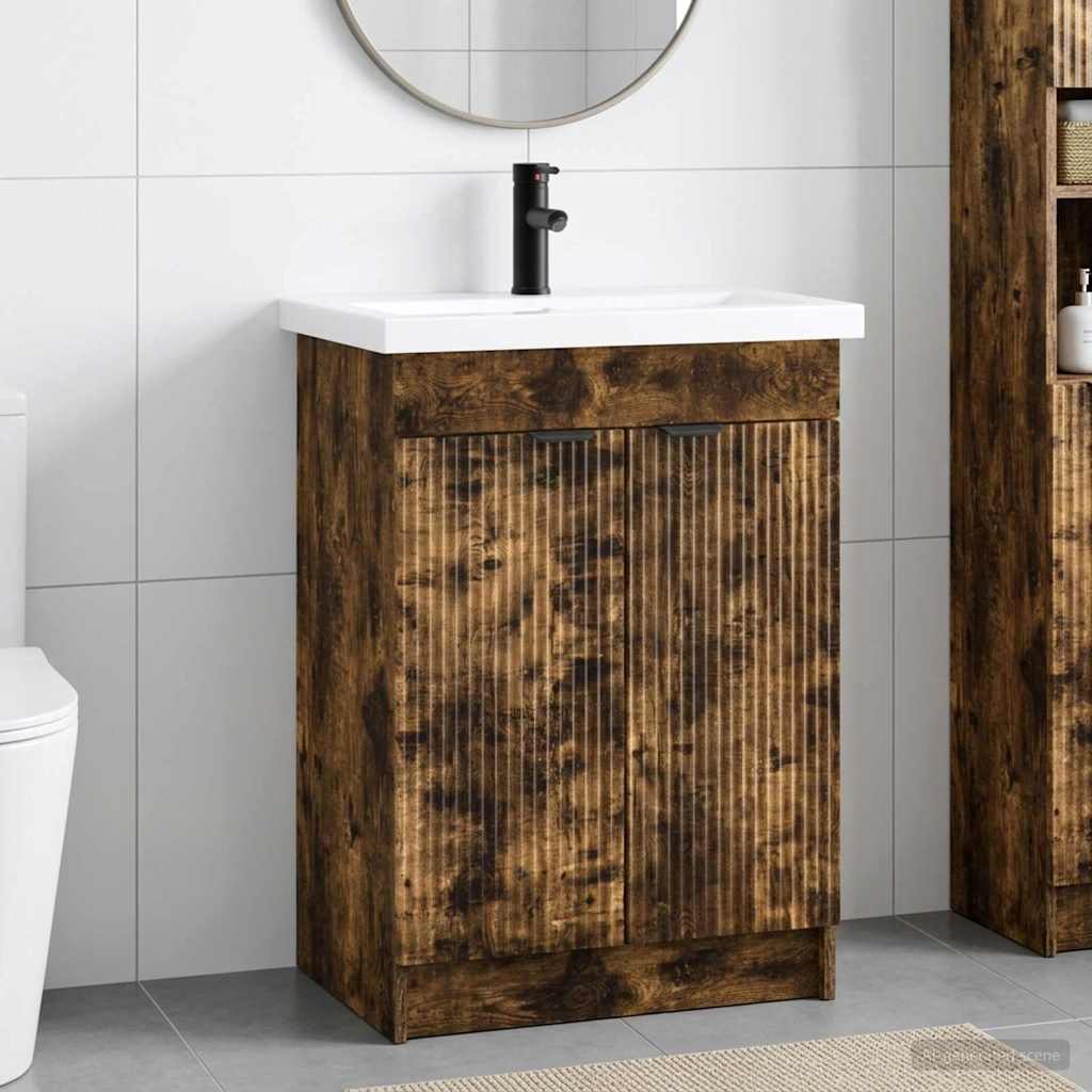 vidaXL Juego de muebles de baño Roble Ahumado 78,5 x 37,5 x 81 cm