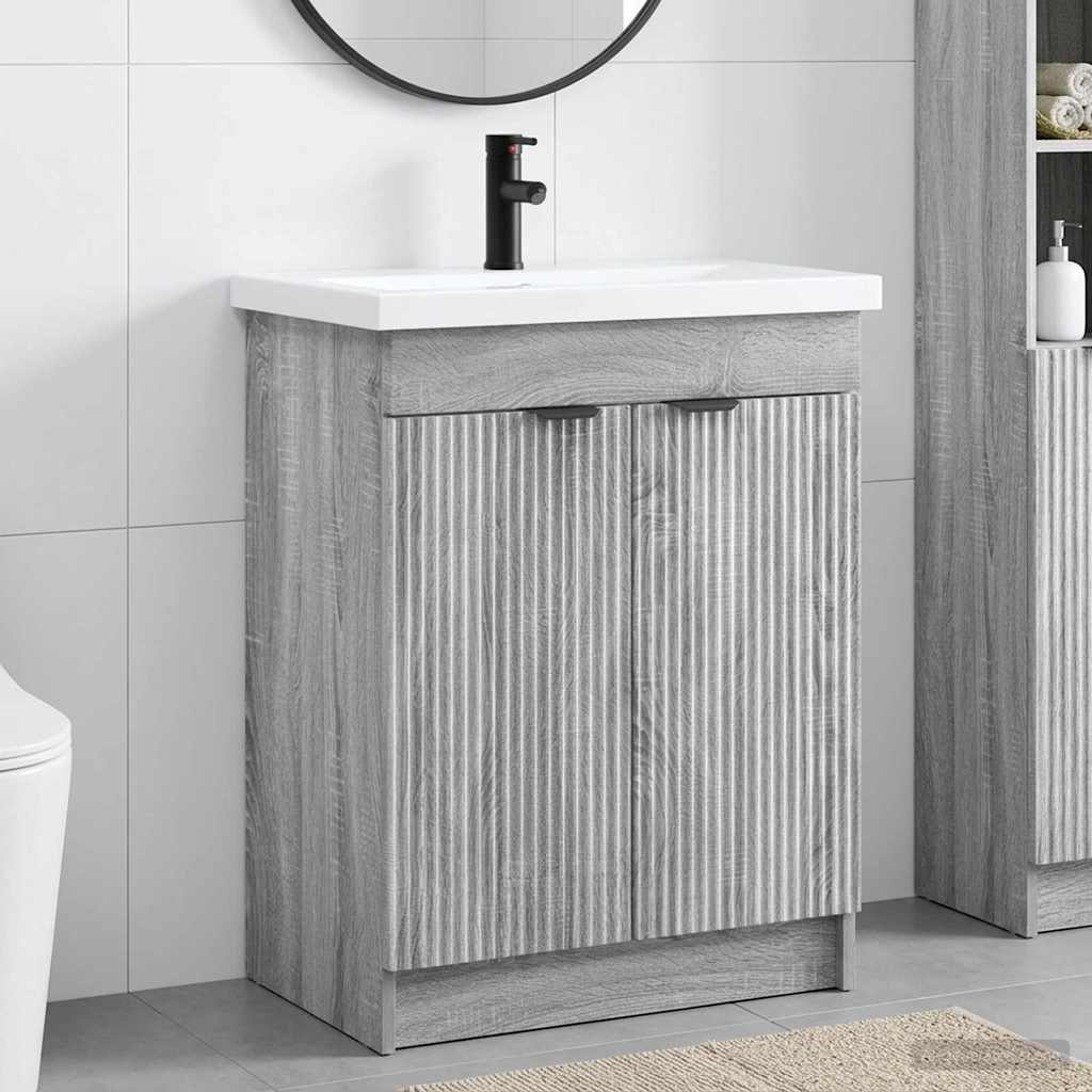 vidaXL Juego de muebles de baño Sonoma gris 78,5 x 37,5 x 81 cm