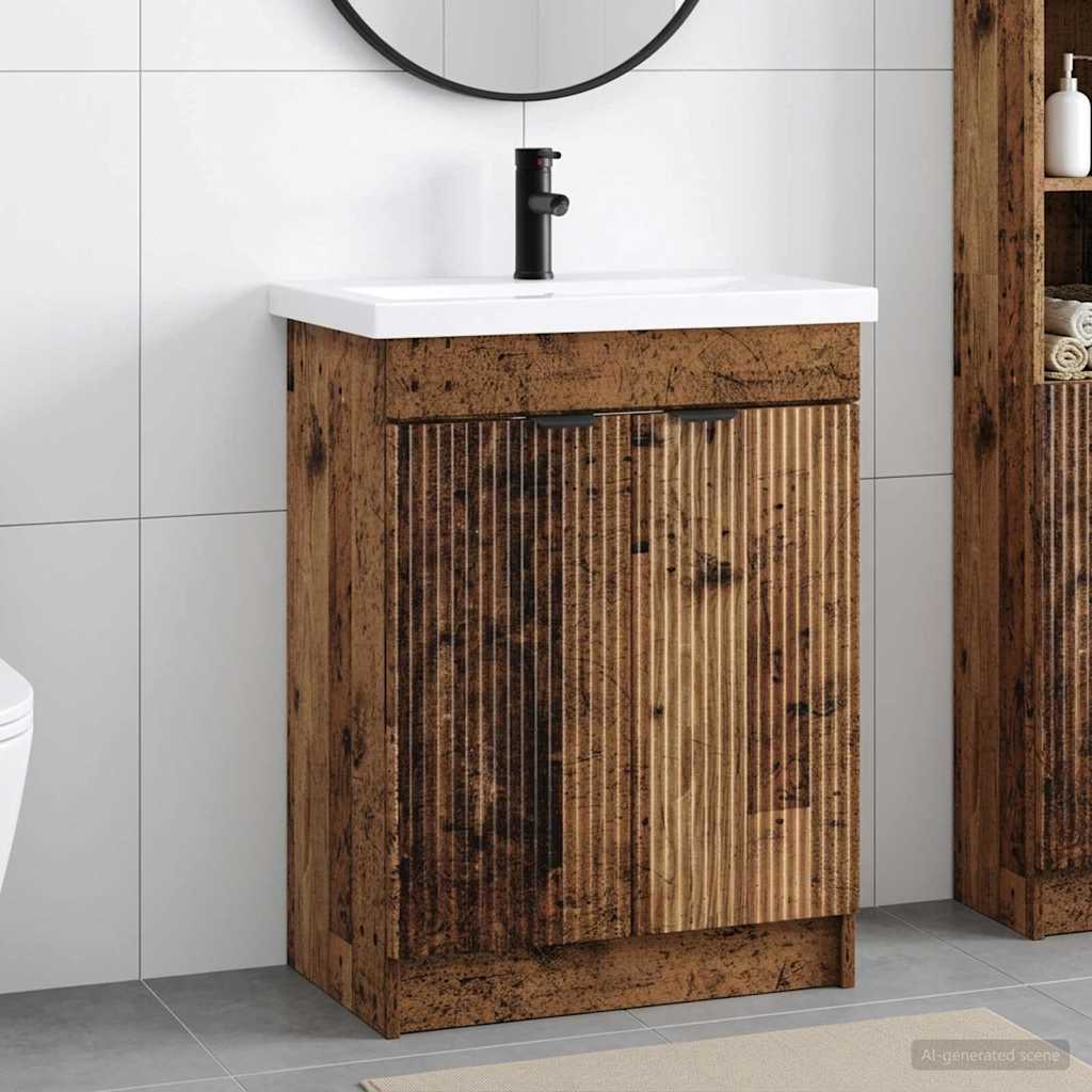 vidaXL Juego de muebles de baño Madera envejecida 78,5 x 37,5 x 81 cm