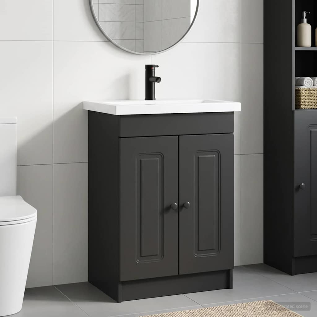 vidaXL Juego de muebles de baño Negro 56 x 37,5 x 81 cm