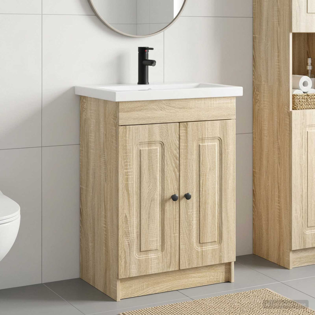 vidaXL Juego de muebles de baño Roble Sonoma 56 x 37,5 x 81 cm