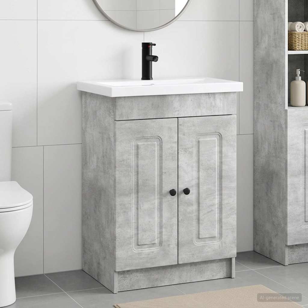 vidaXL Juego de muebles de baño Gris Hormigón 56 x 37,5 x 81 cm
