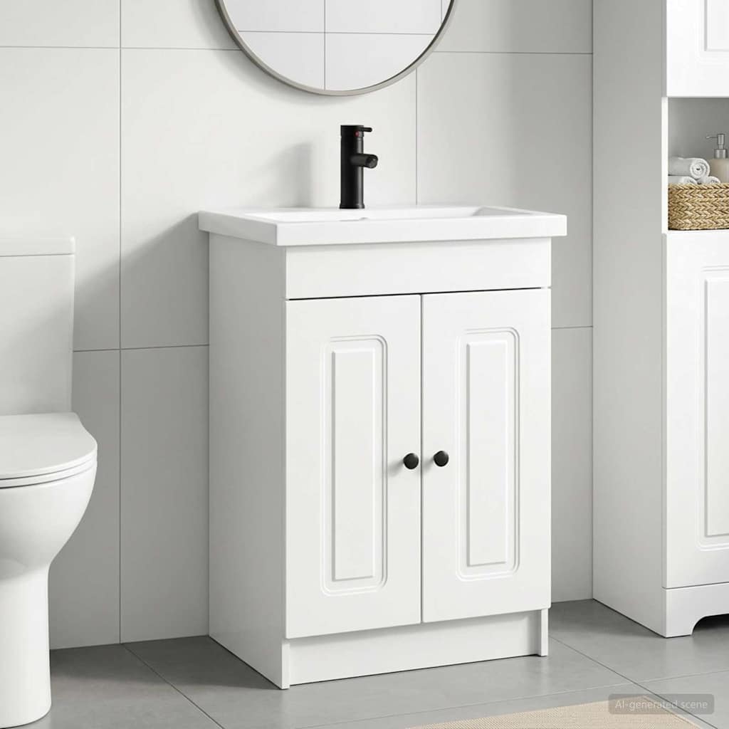 vidaXL Juego de muebles de baño Blanco Brillante 56 x 37,5 x 81 cm