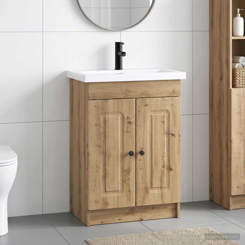 vidaXL Juego de muebles de baño Roble artisan 56 x 37,5 x 81 cm