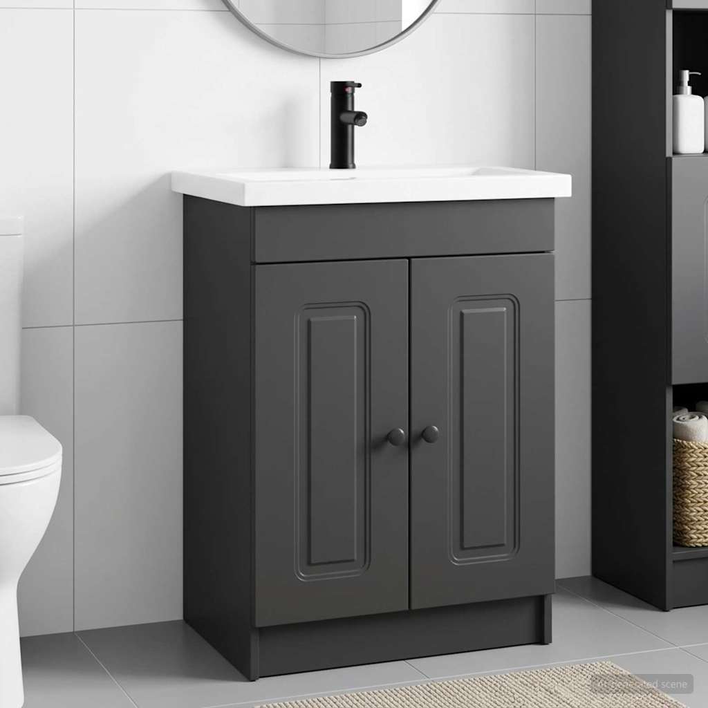 vidaXL Juego de muebles de baño Negro 78,5 x 37,5 x 81 cm