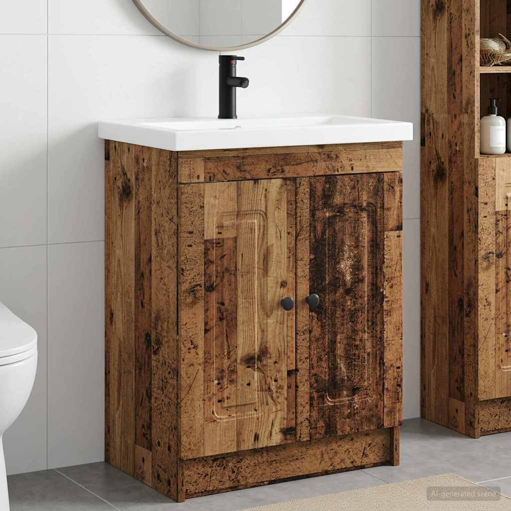 vidaXL Juego de muebles de baño Madera envejecida 78,5 x 37,5 x 81 cm