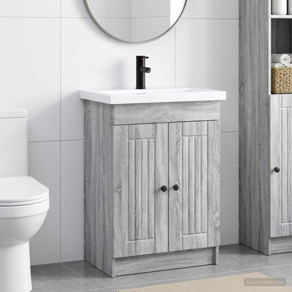 vidaXL Juego de muebles de baño Sonoma gris 56 x 37,5 x 81 cm
