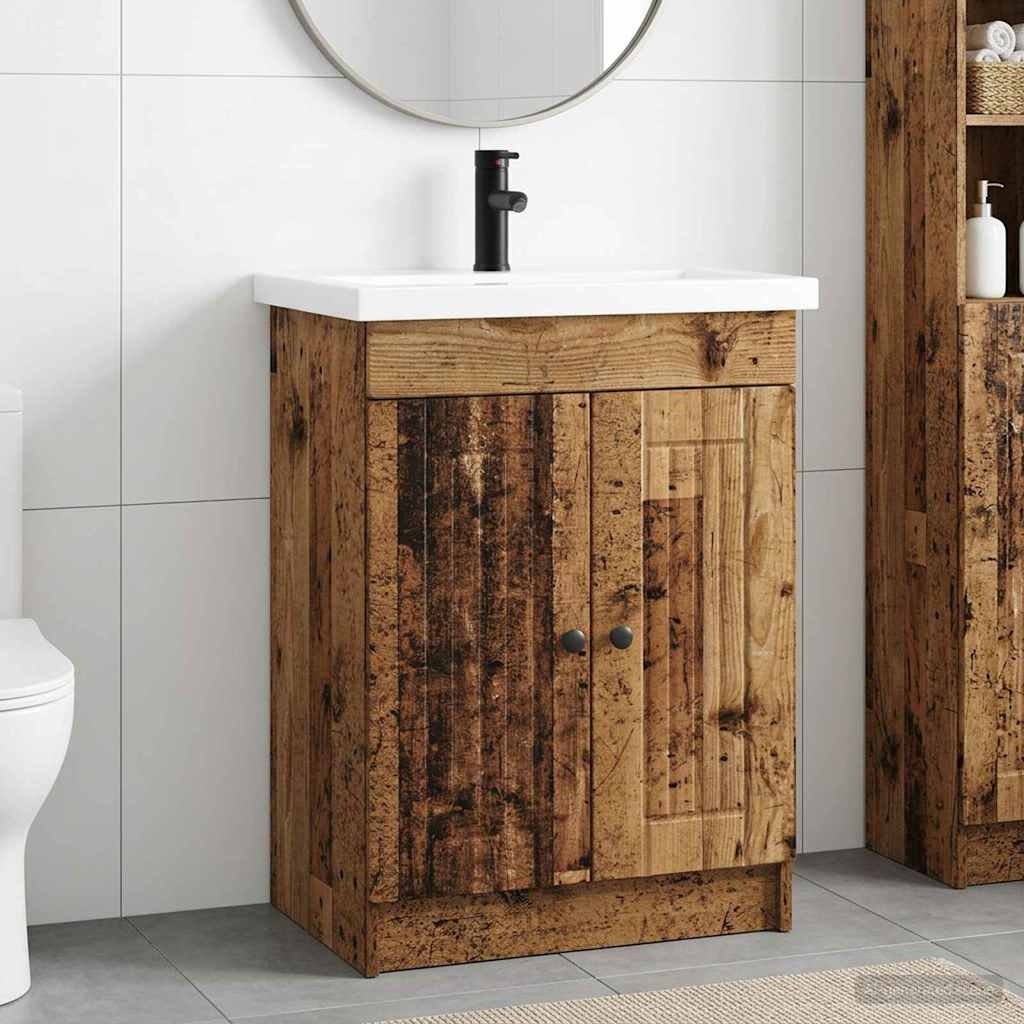 vidaXL Juego de muebles de baño Madera envejecida 56 x 37,5 x 81 cm