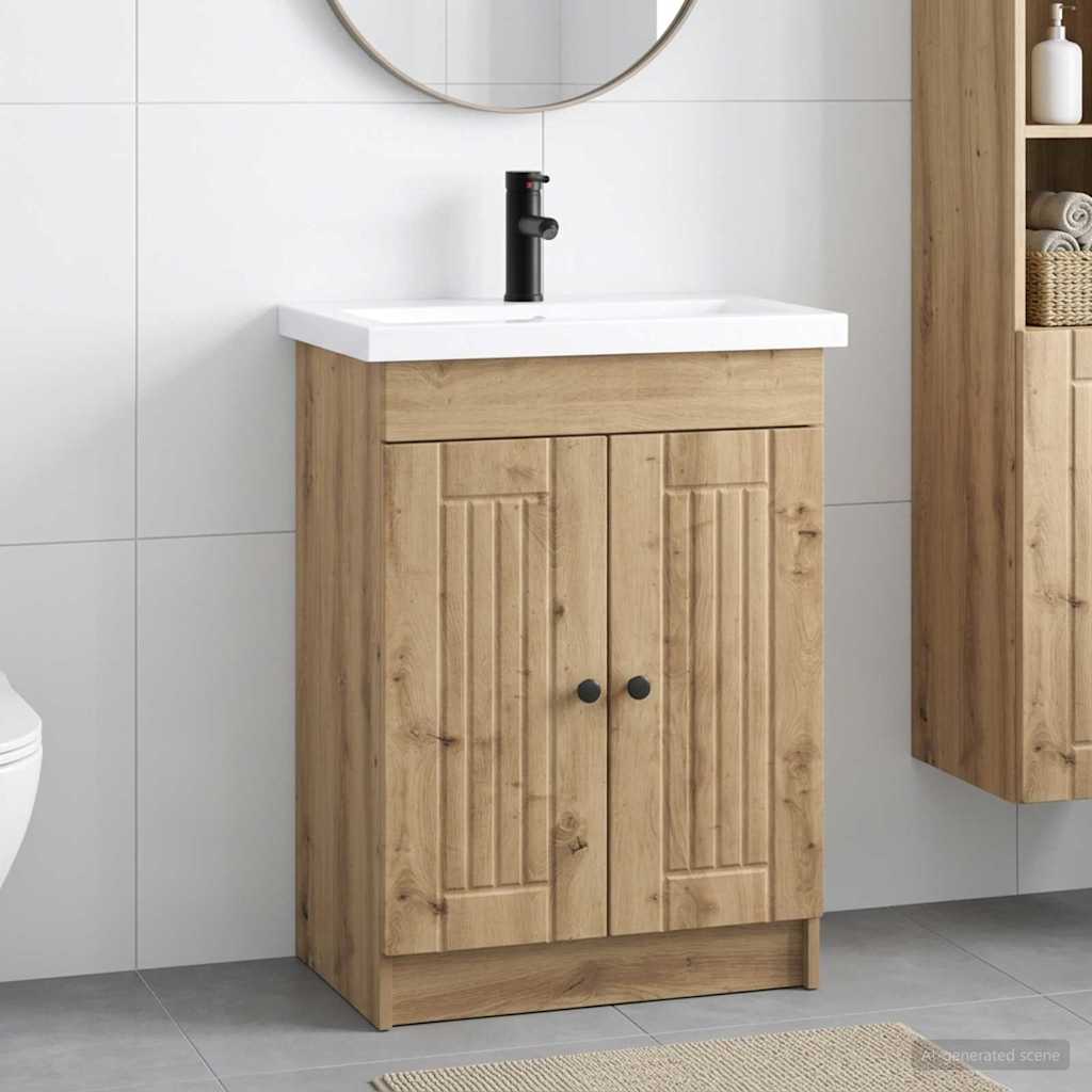 vidaXL Juego de muebles de baño Roble artisan 56 x 37,5 x 81 cm