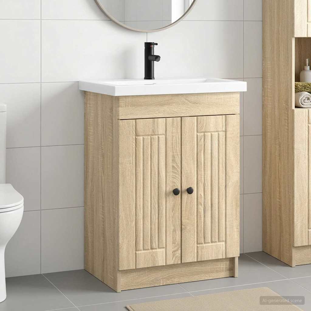 vidaXL Juego de muebles de baño Roble Sonoma 78,5 x 37,5 x 81 cm