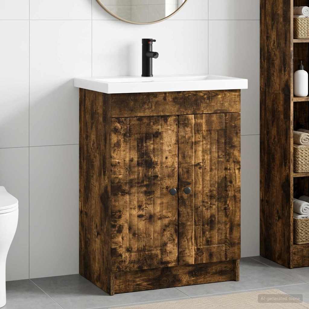 vidaXL Juego de muebles de baño Roble Ahumado 78,5 x 37,5 x 81 cm