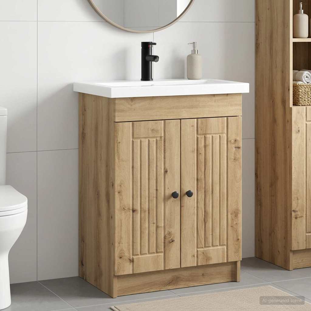 vidaXL Juego de muebles de baño Roble artisan 78,5 x 37,5 x 81 cm