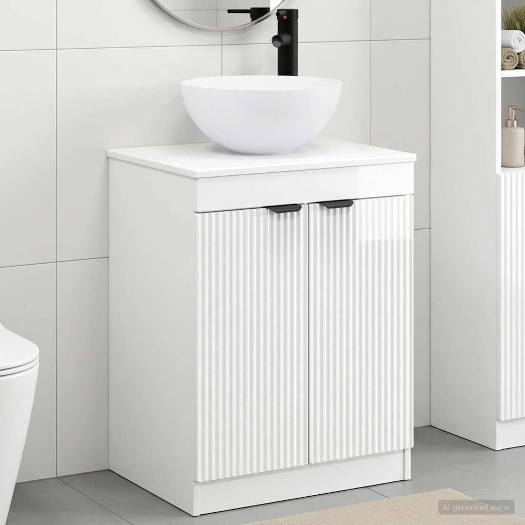 vidaXL Juego de muebles de baño Blanco Brillante Madera de ingeniería