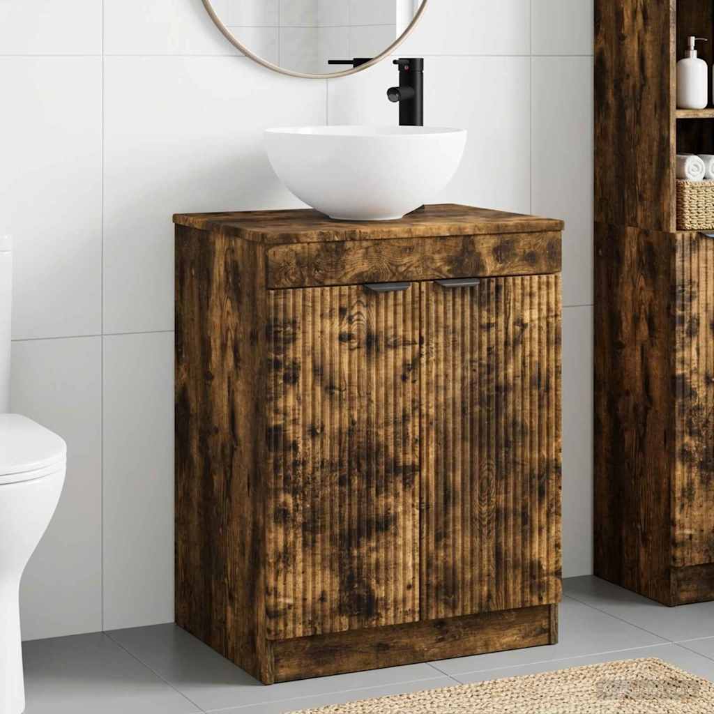 vidaXL Juego de muebles de baño Roble Ahumado Madera de ingeniería
