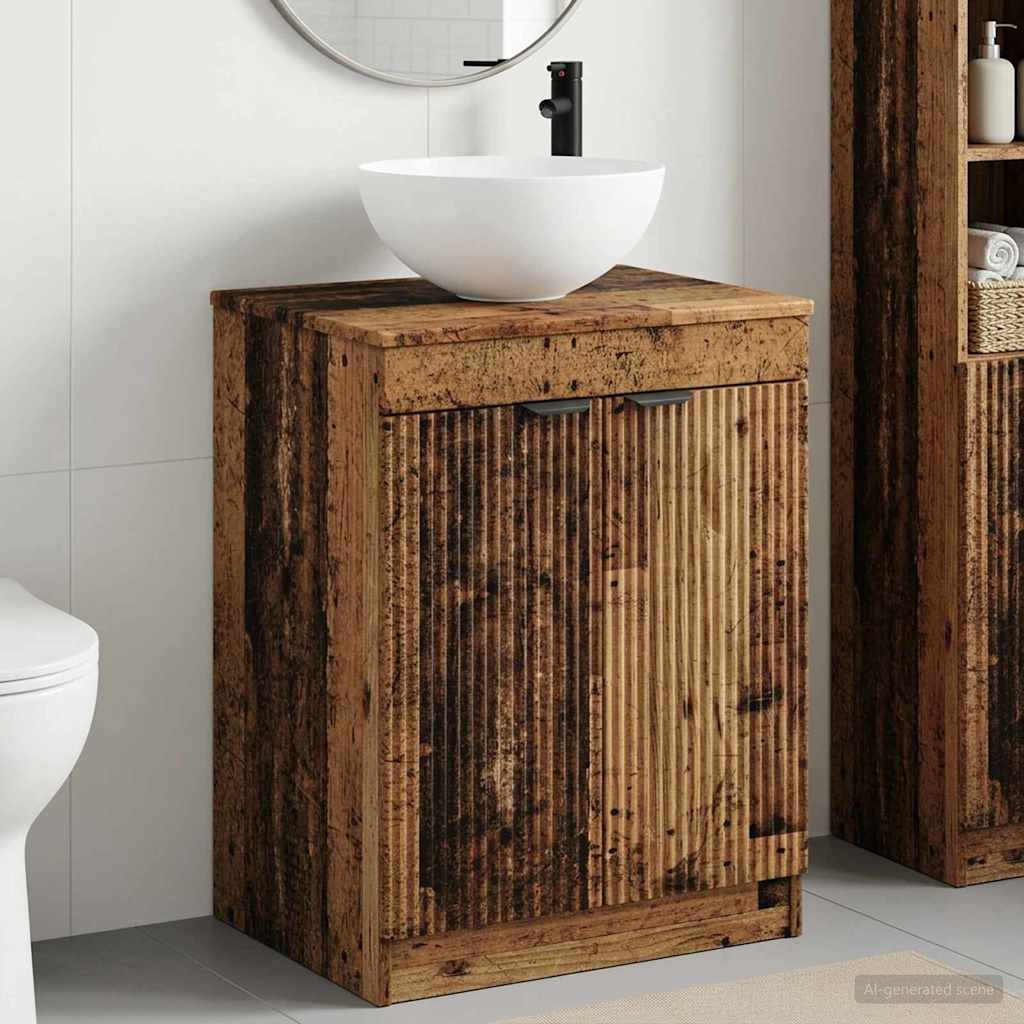 vidaXL Juego de muebles de baño Madera envejecida Madera de ingeniería