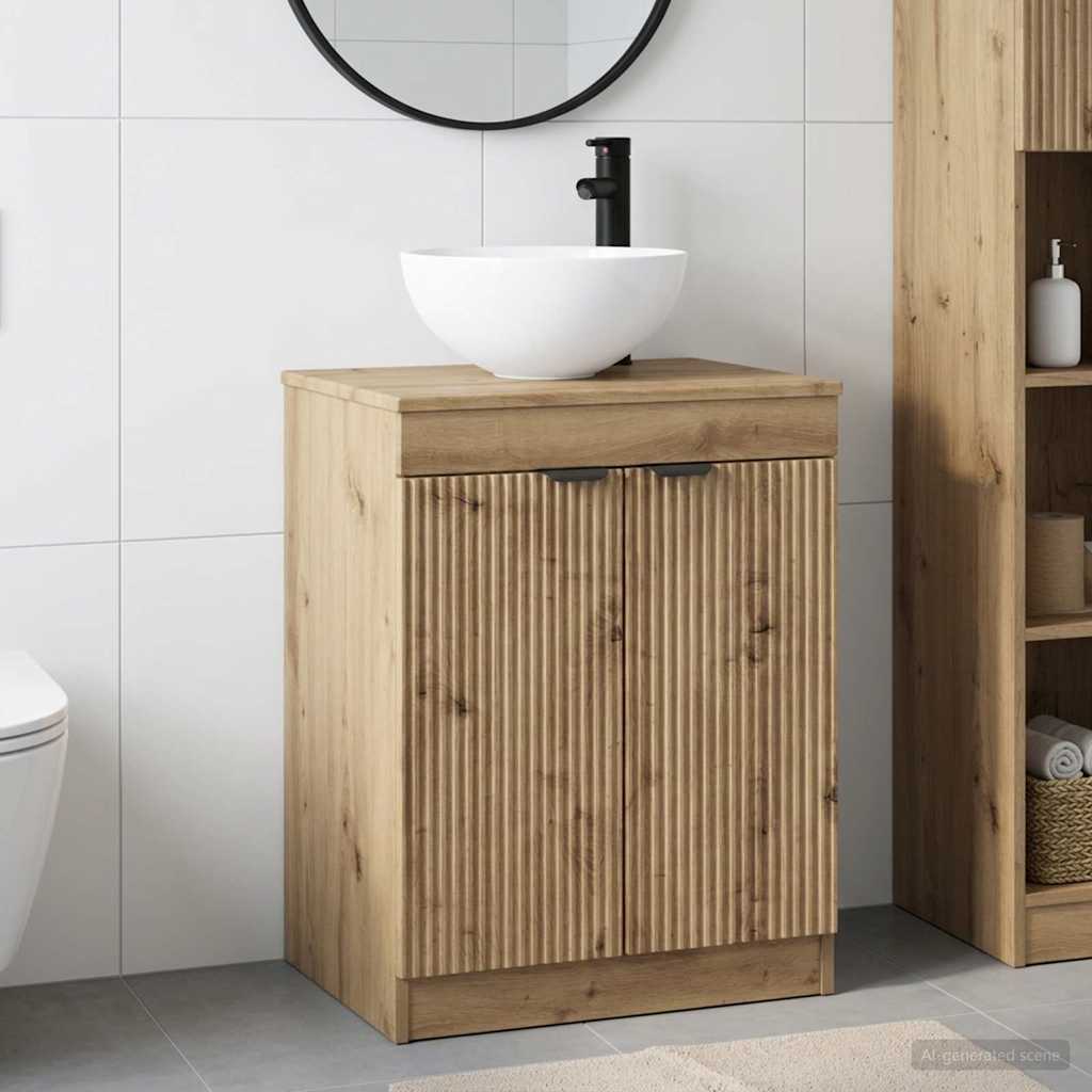 vidaXL Juego de muebles de baño Roble artisan Madera de ingeniería