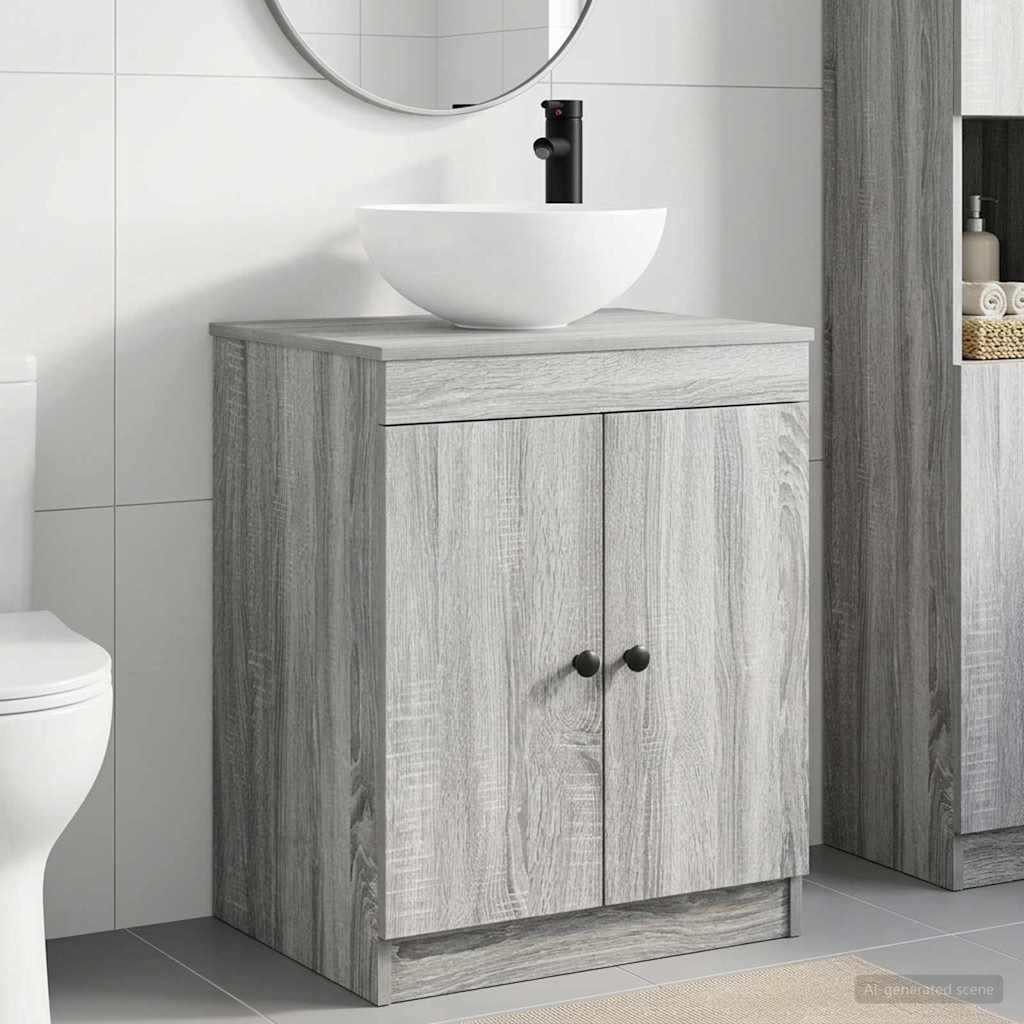 vidaXL Juego de muebles de baño Sonoma gris Madera de ingeniería