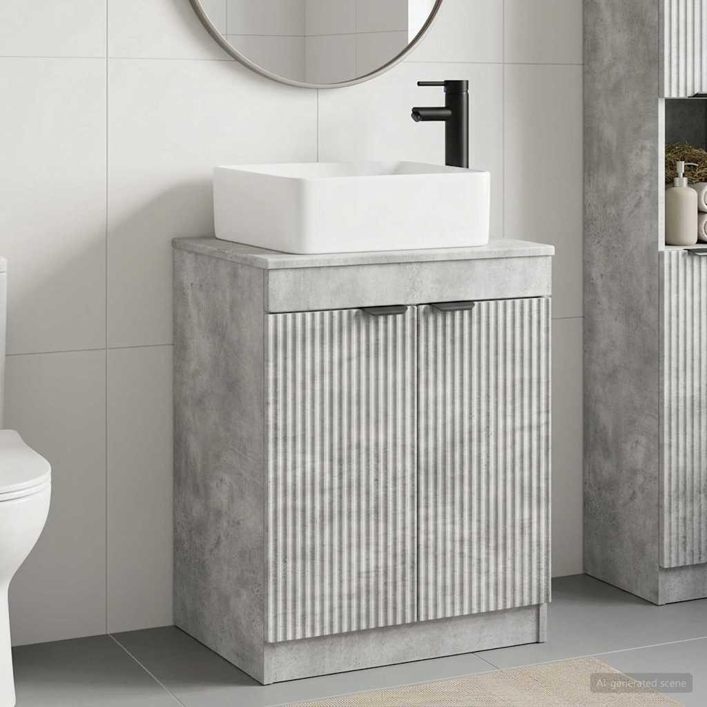 vidaXL Juego de muebles de baño Gris Hormigón Madera de ingeniería