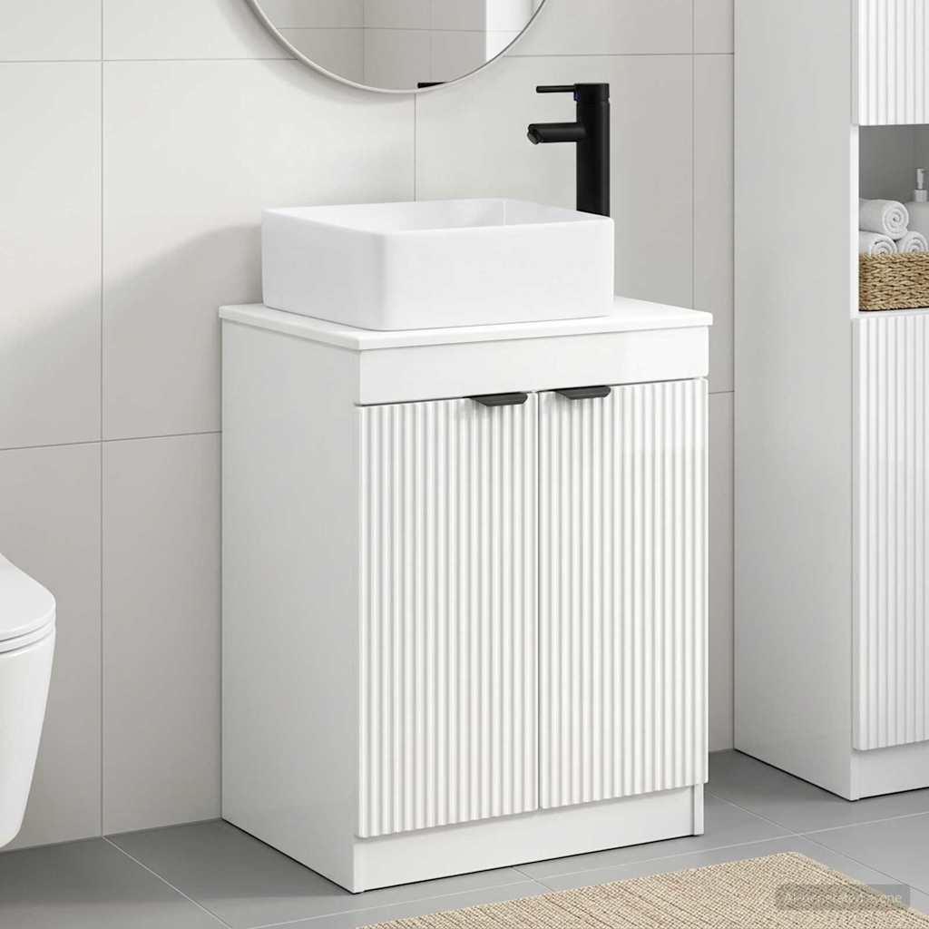 vidaXL Juego de muebles de baño Blanco Brillante Madera de ingeniería