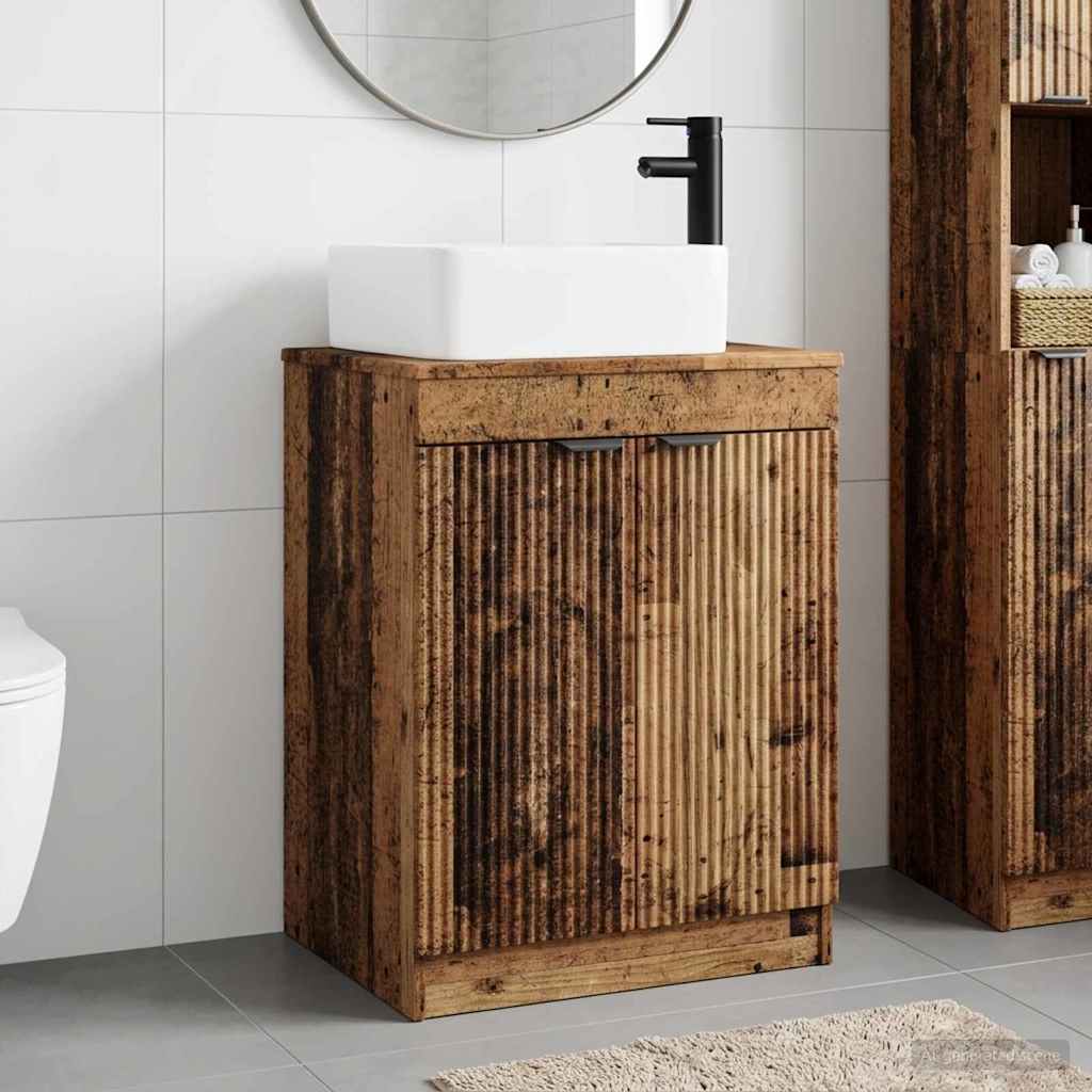 vidaXL Juego de muebles de baño Madera envejecida Madera de ingeniería