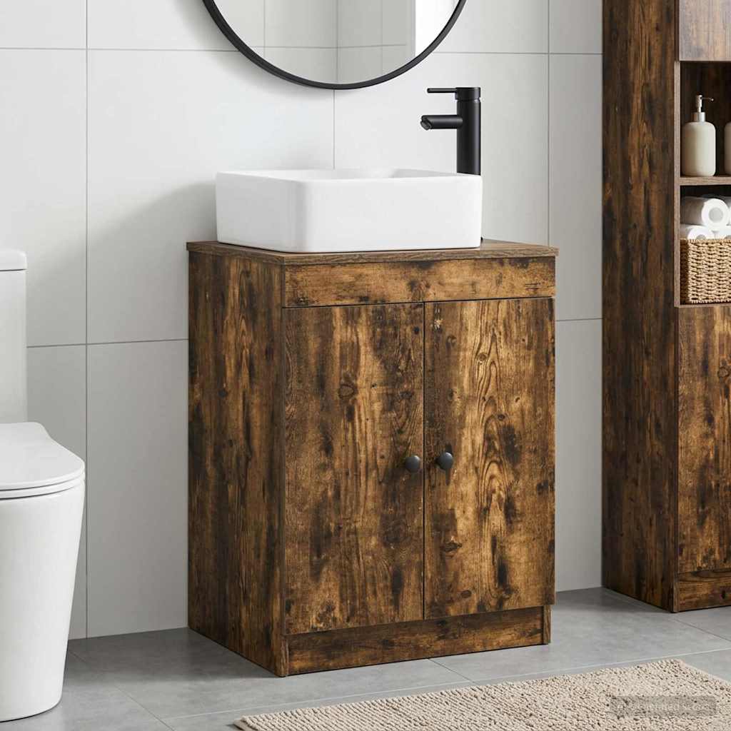 vidaXL Juego de muebles de baño Roble Ahumado Madera de ingeniería