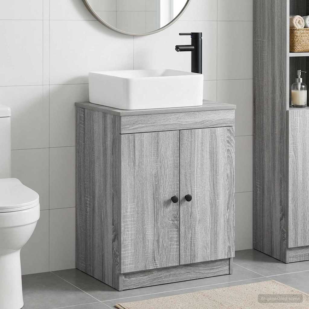 vidaXL Juego de muebles de baño Sonoma gris Madera de ingeniería