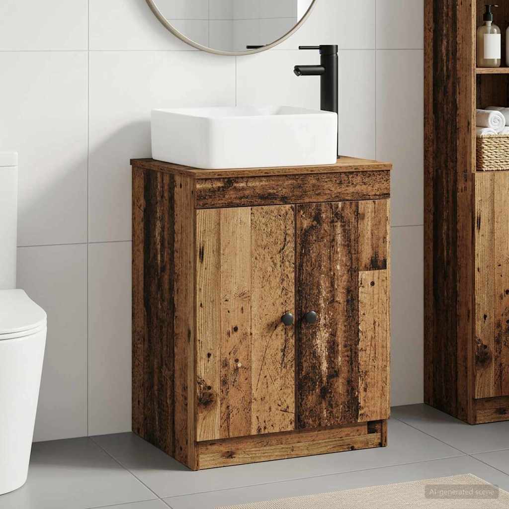 vidaXL Juego de muebles de baño Madera envejecida Madera de ingeniería