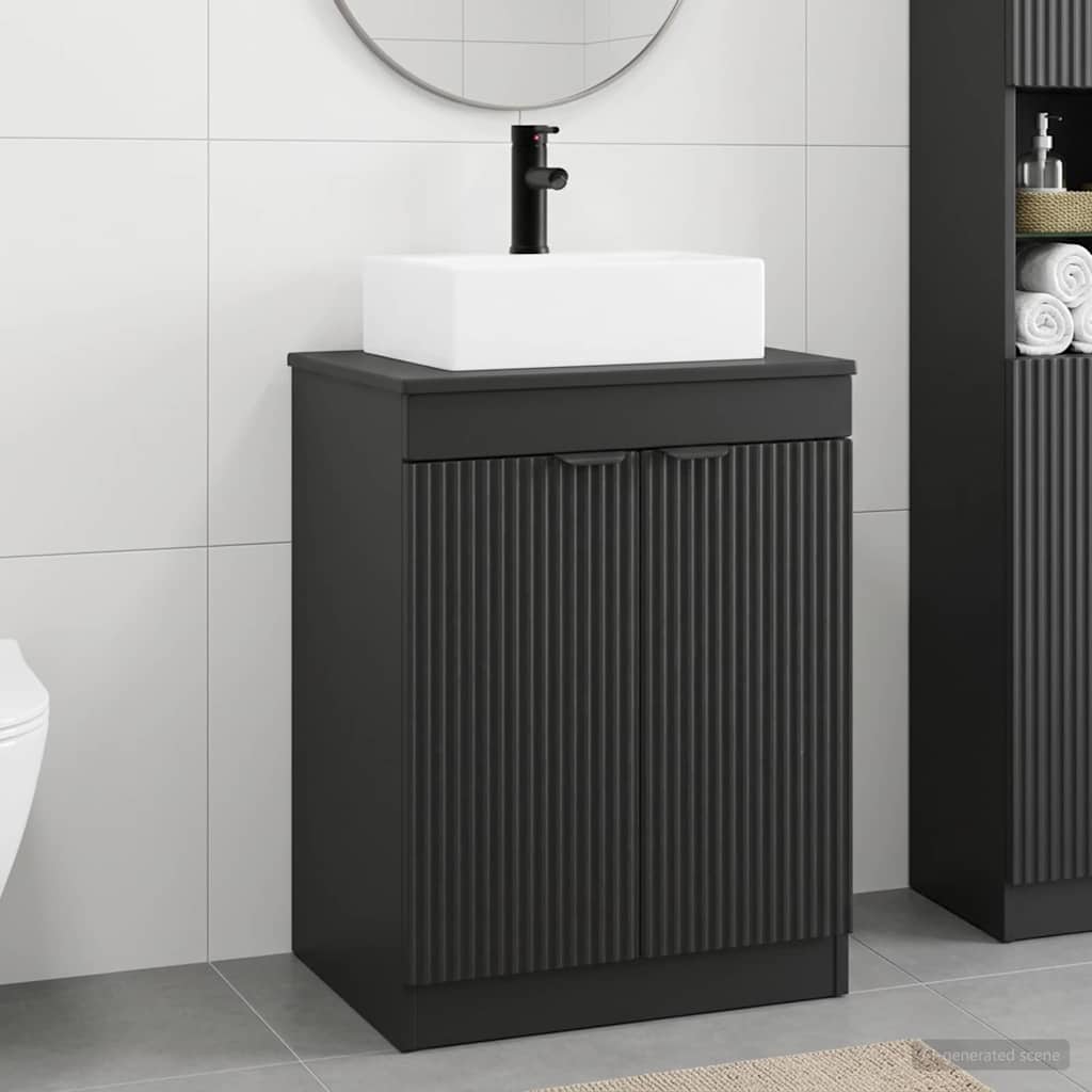 vidaXL Juego de muebles de baño Negro Madera de ingeniería