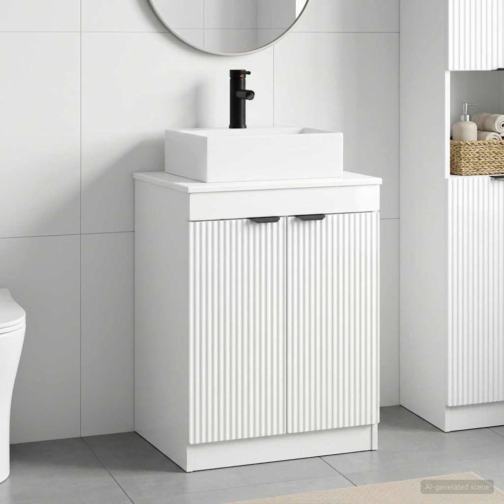 vidaXL Juego de muebles de baño Blanco Brillante Madera de ingeniería