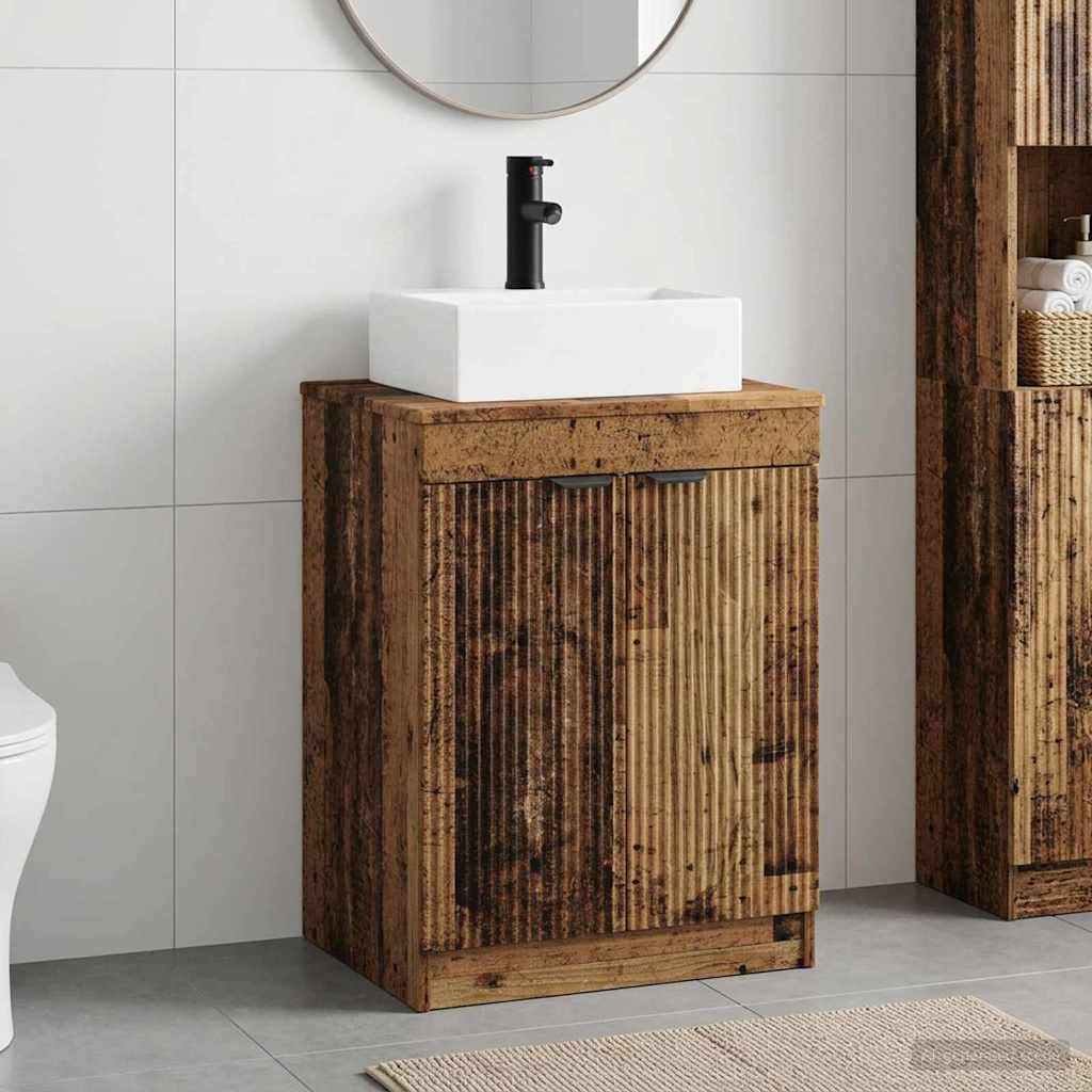 vidaXL Juego de muebles de baño Madera envejecida Madera de ingeniería