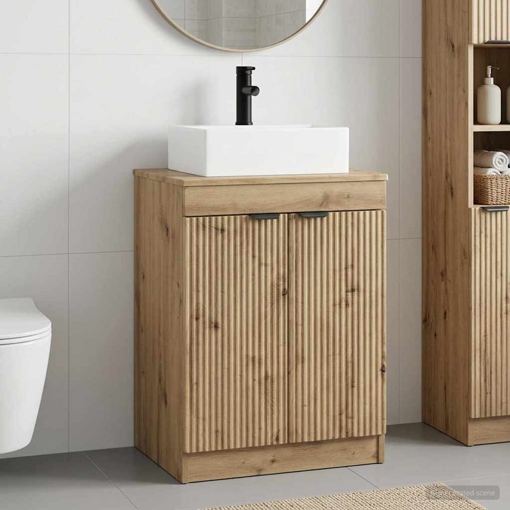 vidaXL Juego de muebles de baño Roble artisan Madera de ingeniería