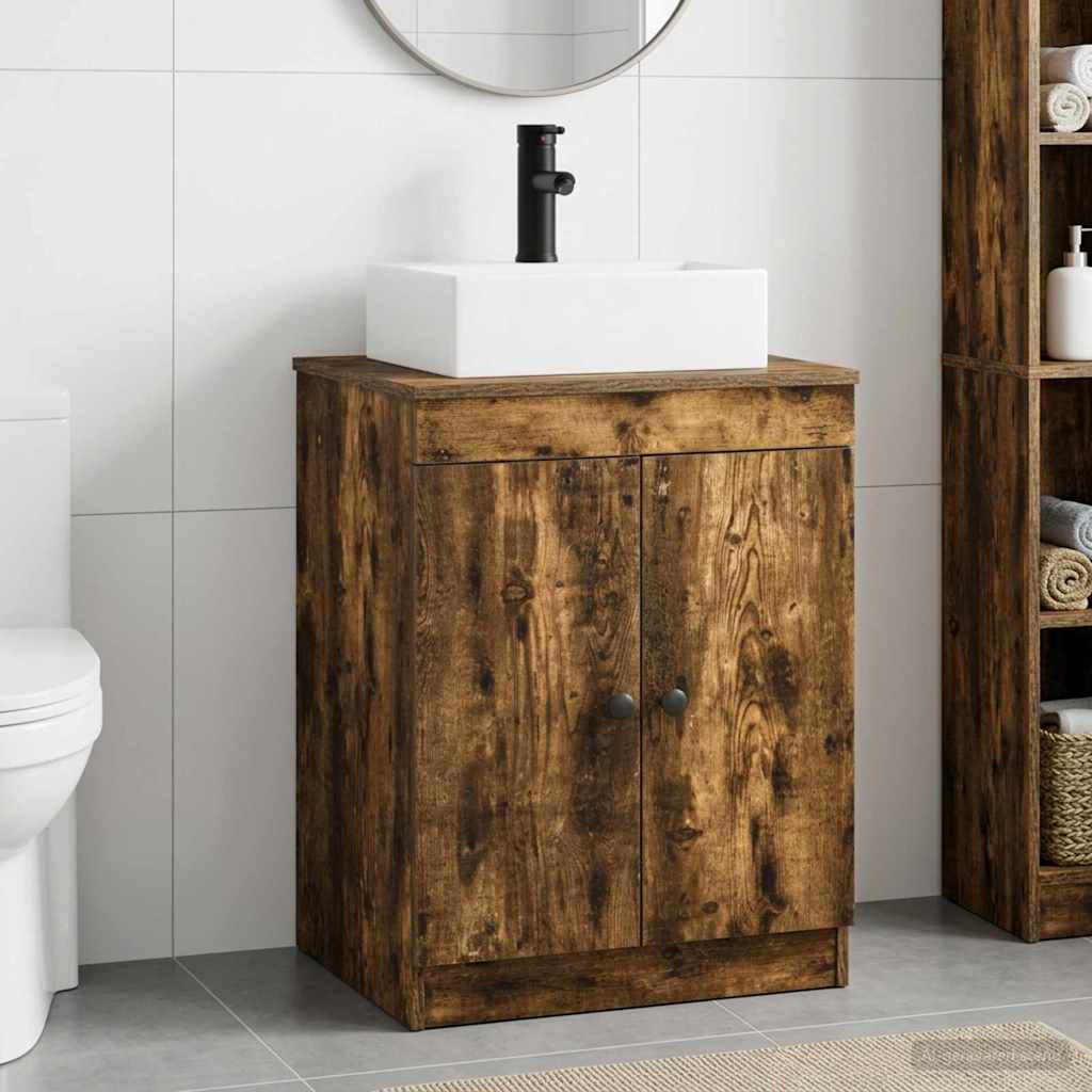 vidaXL Juego de muebles de baño Roble Ahumado Madera de ingeniería