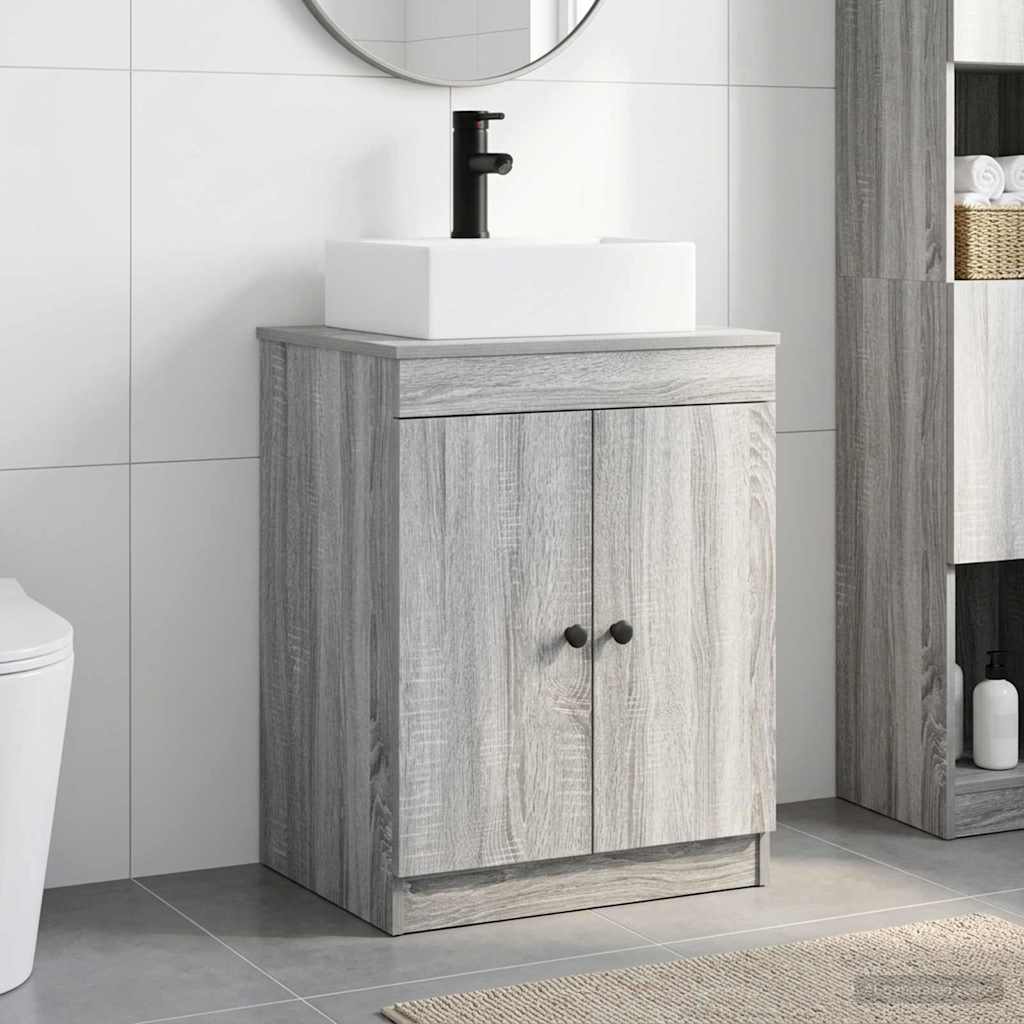 vidaXL Juego de muebles de baño Sonoma gris Madera de ingeniería