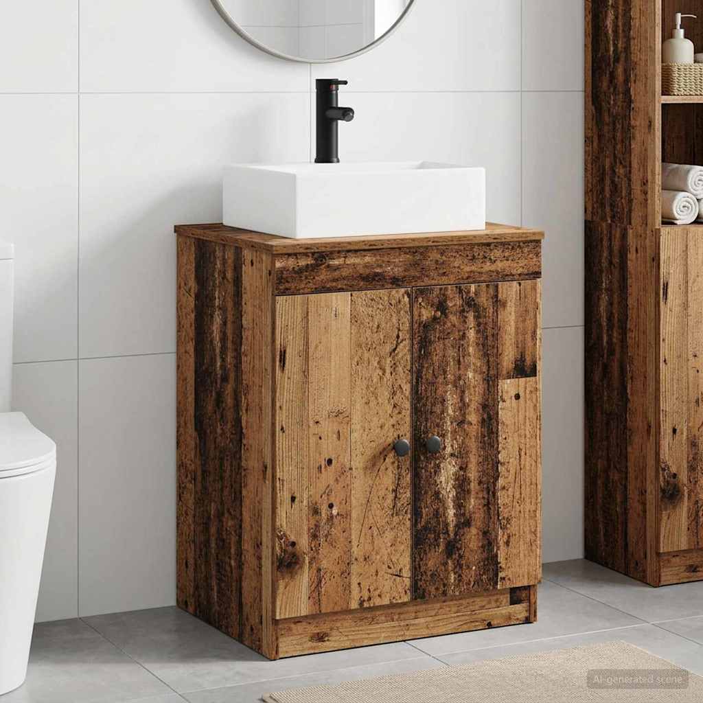 vidaXL Juego de muebles de baño Madera envejecida Madera de ingeniería
