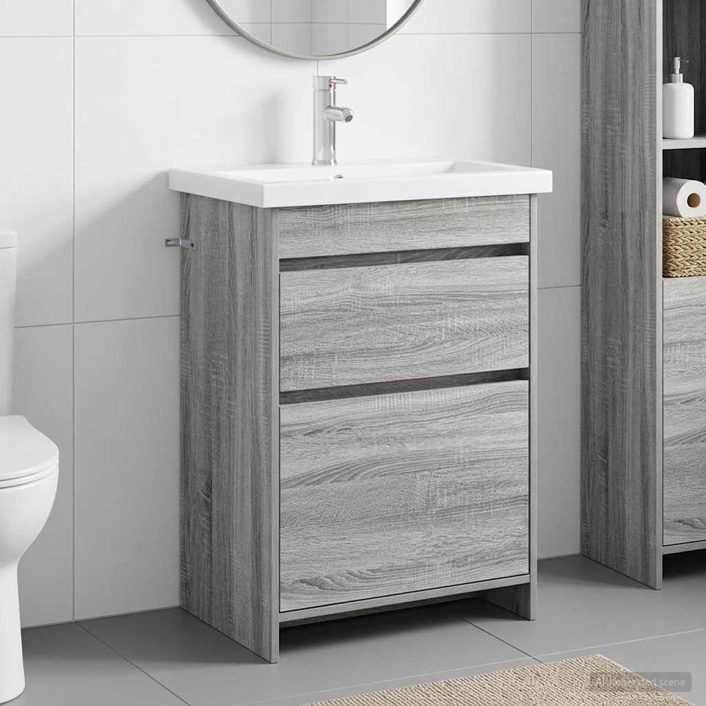 vidaXL Juego de muebles de baño Sonoma gris 61 x 40 x 84,5 cm
